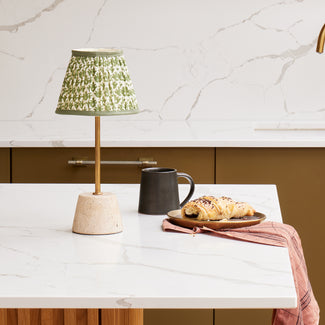 Quarry cordless table lamp in natural marble